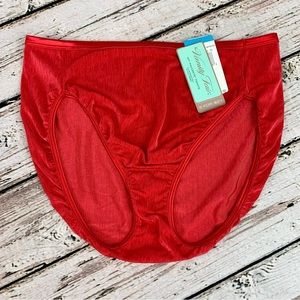 NWT Vintage Vanity Fair Hi-Cut Illumination Brief Panty Deadstock Red Silky NOS